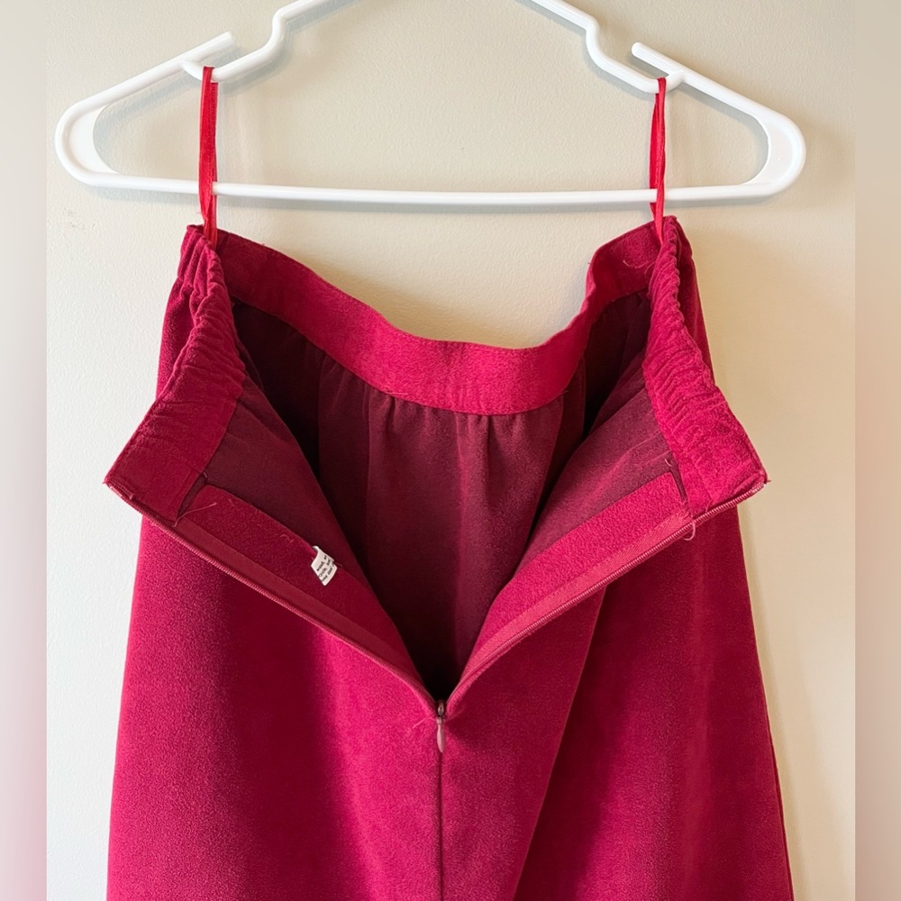 VTG Moody Dark Red A-Line Faux Suede Skirt Midi Size S/M - Romantic Whimsigoth - Picture 6 of 8
